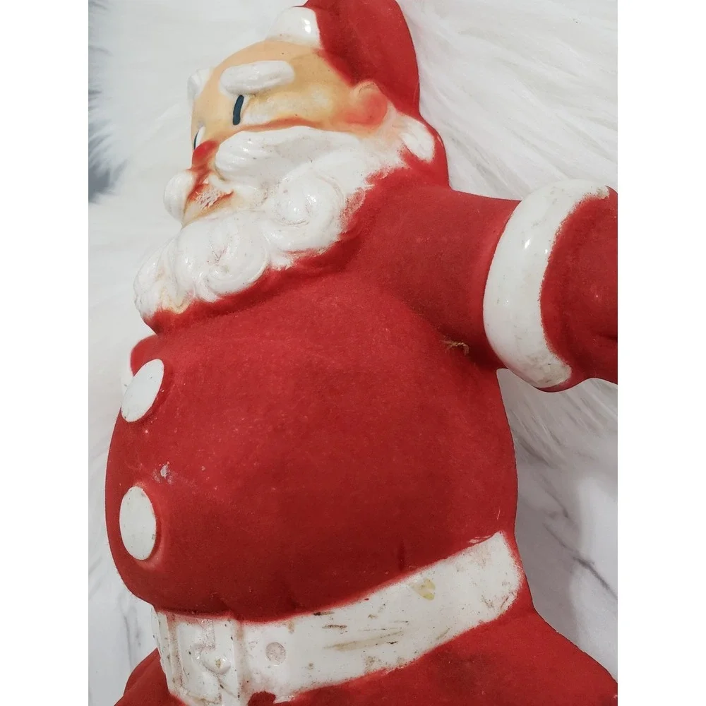 Vintage GLO LITE Flocked Santa Christmas Tree Topper Wall Decor 1940s
